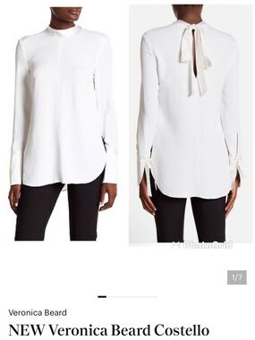 Veronica Beard Women's White Costello Tie-Back Blouse